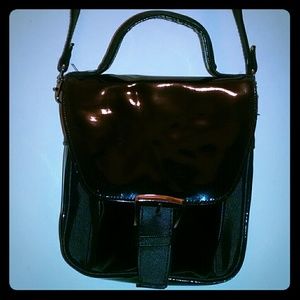 Vintage black shiny cross-body bag